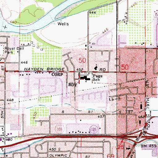 Topographic Map of Elizabeth Page Elementary School, OR