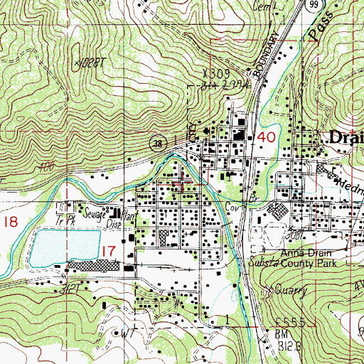 Topographic Map of Pass Creek, OR