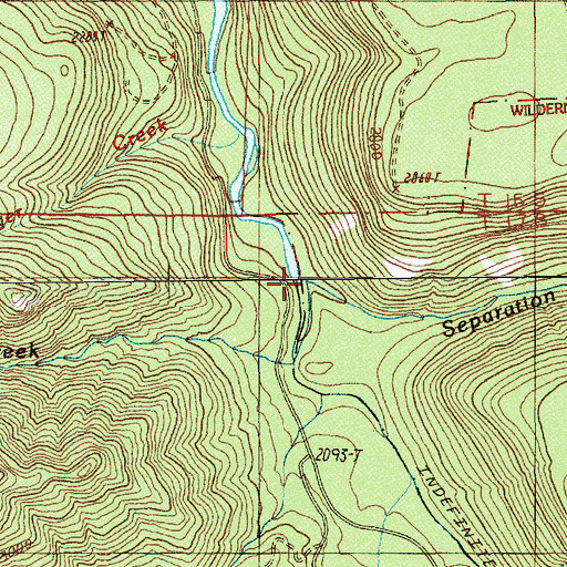 Topographic Map of Pasture Creek, OR