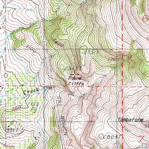 Topographic Map of Payne Cliffs, OR