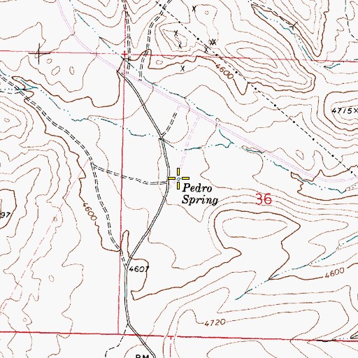 Topographic Map of Pedro Spring, OR