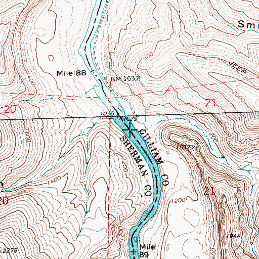 Topographic Map of Pete Enyart Canyon, OR