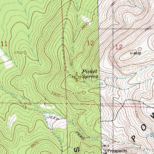 Topographic Map of Picket Spring, OR