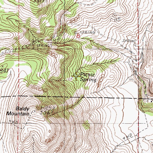 Topographic Map of Picnic Spring, OR