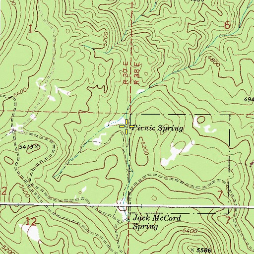 Topographic Map of Picnic Spring, OR