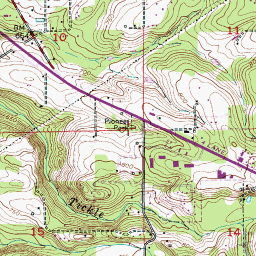 Topographic Map of Pioneer Park, OR