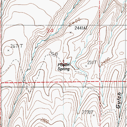 Topographic Map of Poison Spring, OR