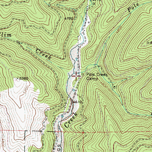 Topographic Map of Pole Creek Camp, OR