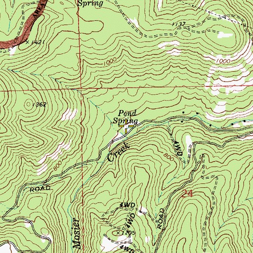 Topographic Map of Pond Spring, OR
