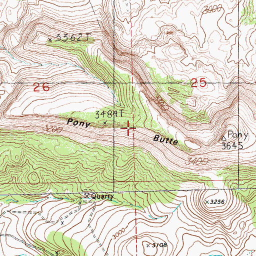 Topographic Map of Pony Butte, OR