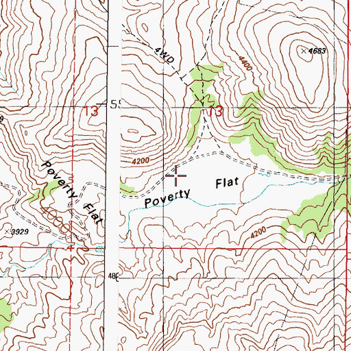 Topographic Map of Poverty Flat, OR
