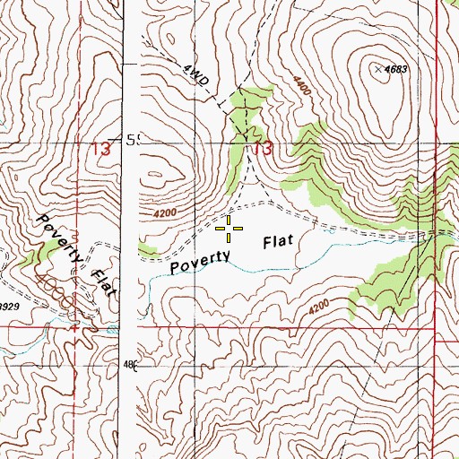Topographic Map of Poverty Flat, OR