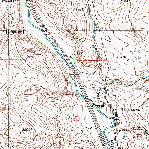 Topographic Map of Powell Creek, OR