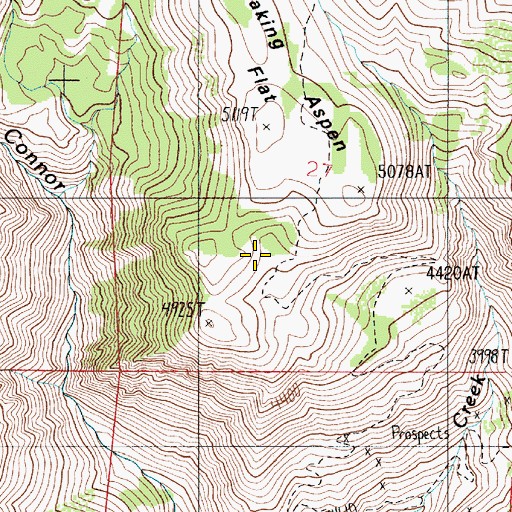 Topographic Map of Quaking Aspen Flat, OR