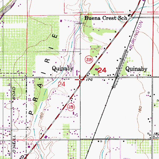 Topographic Map of Quinaby, OR