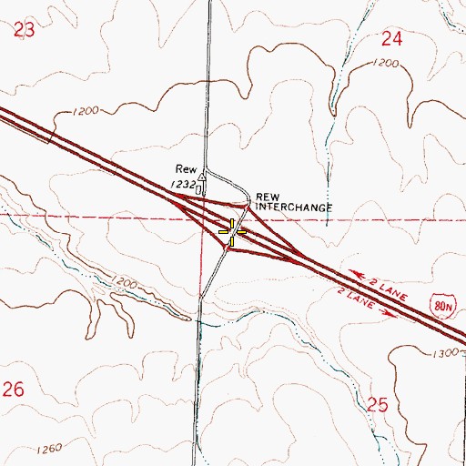 Topographic Map of REW Interchange, OR