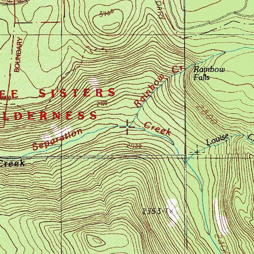 Topographic Map of Rainbow Creek, OR