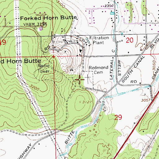 Topographic Map of Redmond Cemetery, OR