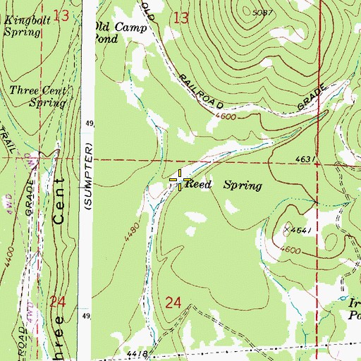 Topographic Map of Reed Spring, OR