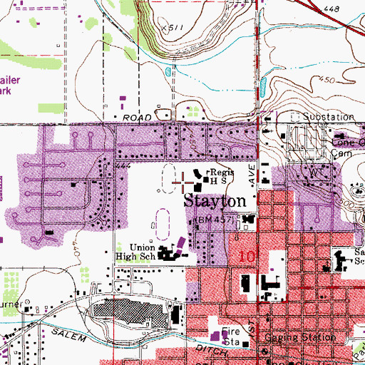 Topographic Map of Regis High School, OR