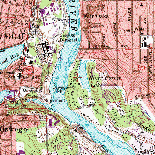 Topographic Map of River Forest Lake, OR