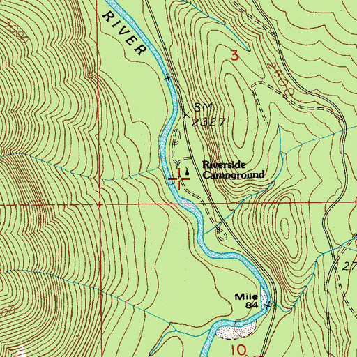 Topographic Map of Riverside Recreation Site, OR