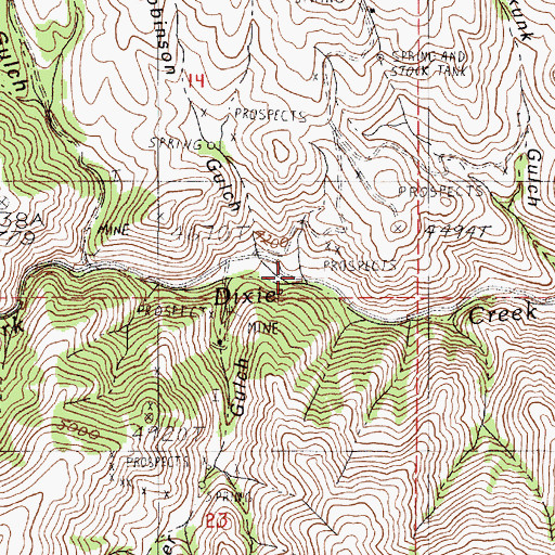 Topographic Map of Robinson Gulch, OR