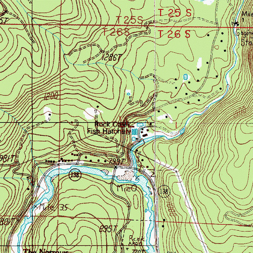 Topographic Map of Rock Creek Fish Hatchery, OR