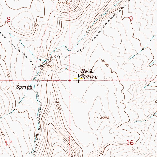 Topographic Map of Rock Spring, OR