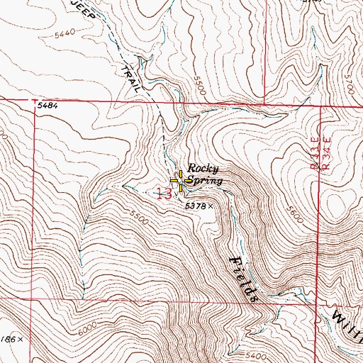 Topographic Map of Rocky Spring, OR