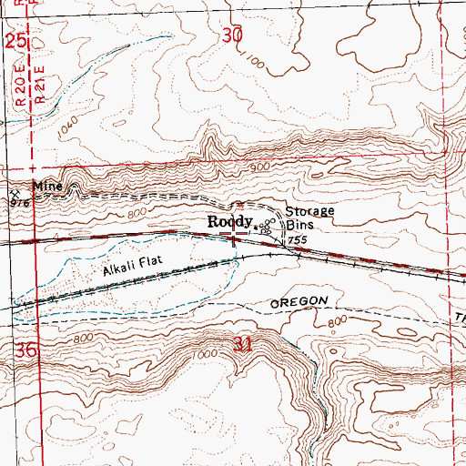 Topographic Map of Roddy, OR