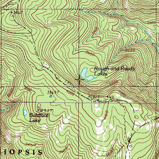 Topographic Map of Rough and Ready Lakes, OR
