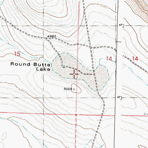 Topographic Map of Round Butte Lake, OR