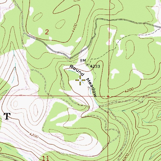 Topographic Map of Round Meadow, OR