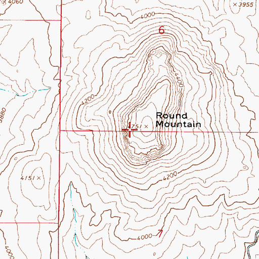 Topographic Map of Round Mountain, OR