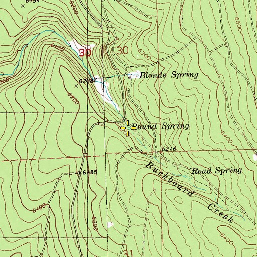 Topographic Map of Round Spring, OR