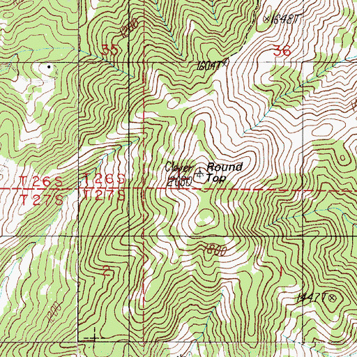 Topographic Map of Round Top, OR