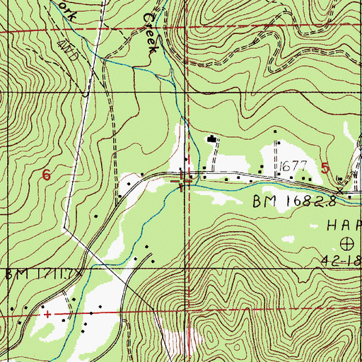 Topographic Map of Russel Creek, OR