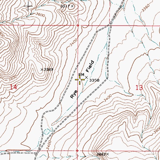 Topographic Map of Rye Field, OR