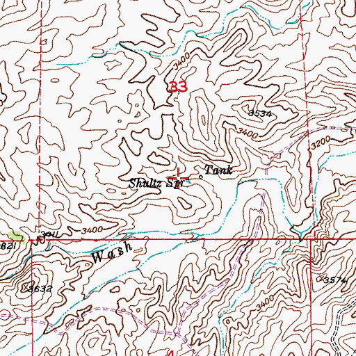 Topographic Map of Shultz Spring, AZ