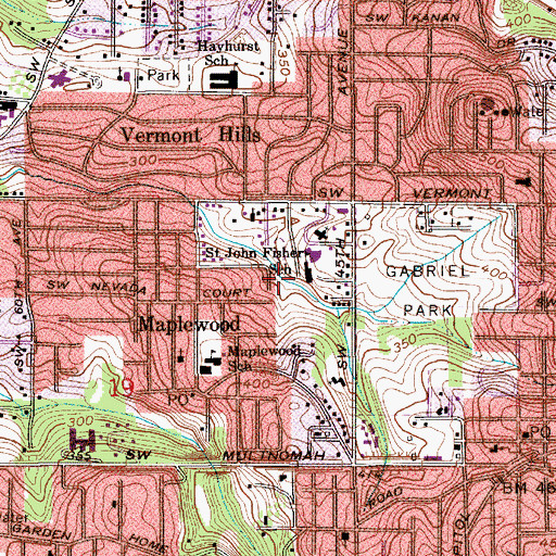 Topographic Map of Saint John Fisher School, OR