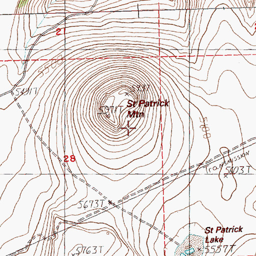 Topographic Map of Saint Patrick Mountain, OR