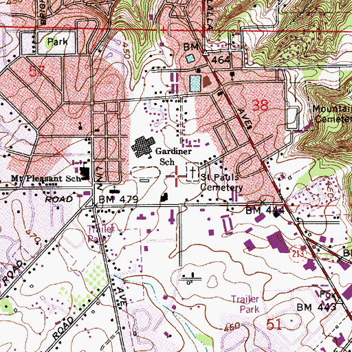 Topographic Map of Saint Pauls Cemetery, OR