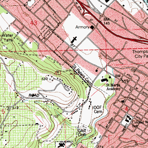 Topographic Map of Saint Peter's Cemetery, OR
