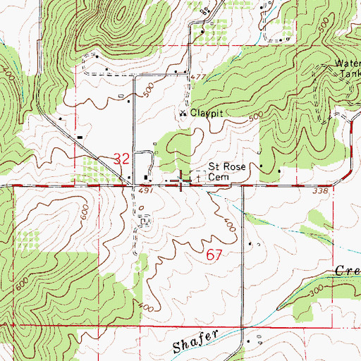 Topographic Map of Saint Rose Cemetery, OR