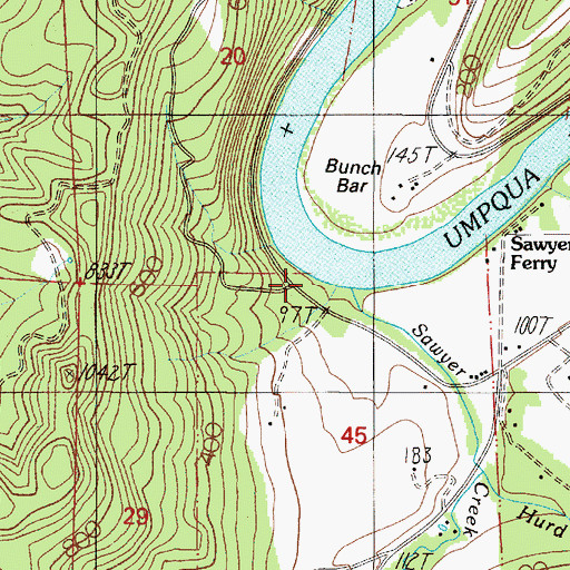 Topographic Map of Sawyer Creek, OR