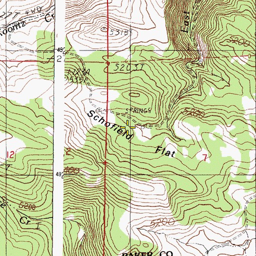 Topographic Map of Schofield Flat, OR