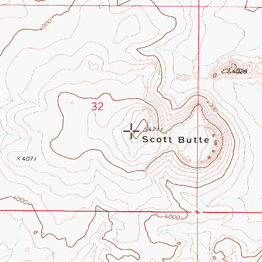 Topographic Map of Scott Butte, OR