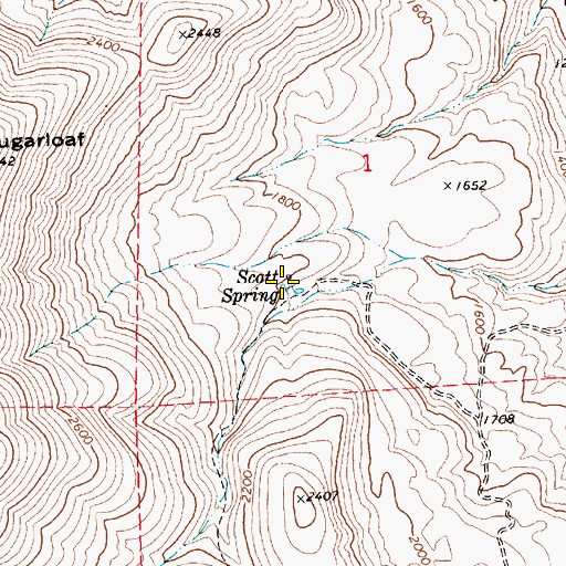 Topographic Map of Scott Spring, OR