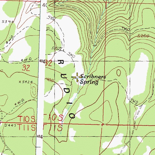 Topographic Map of Scribners Spring, OR